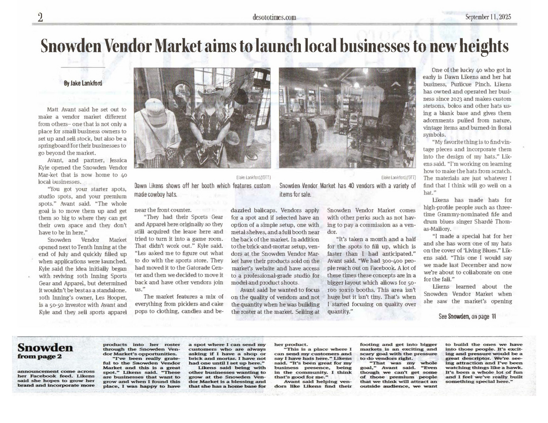 Purlicue Pinch Featured in the Desoto Times Tribune