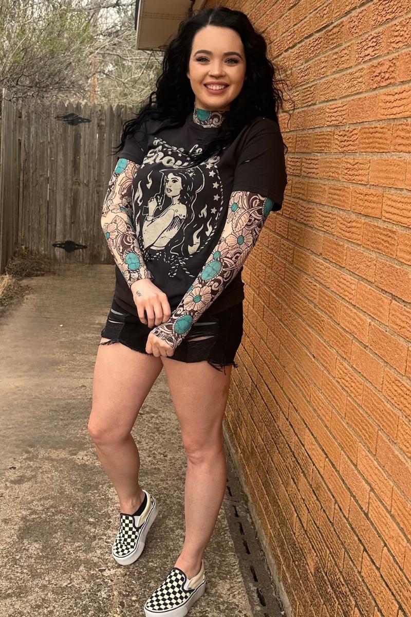 Tattoos On This Town Mesh Top: L