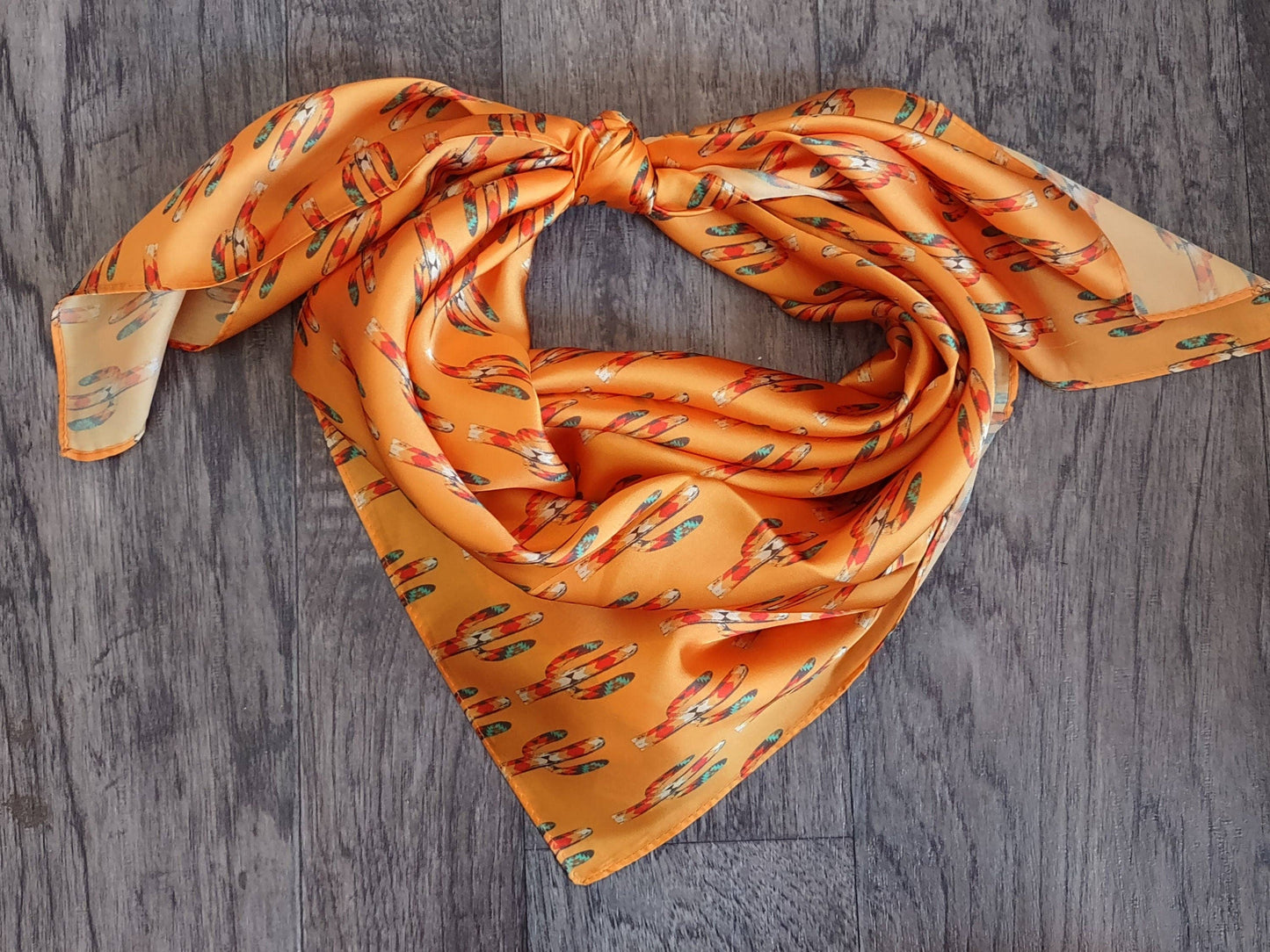 WILD RAG Dark Mustard Gold Cactus Cowboy Western Neck Scarf Bandanna: 35"x35" (standard)