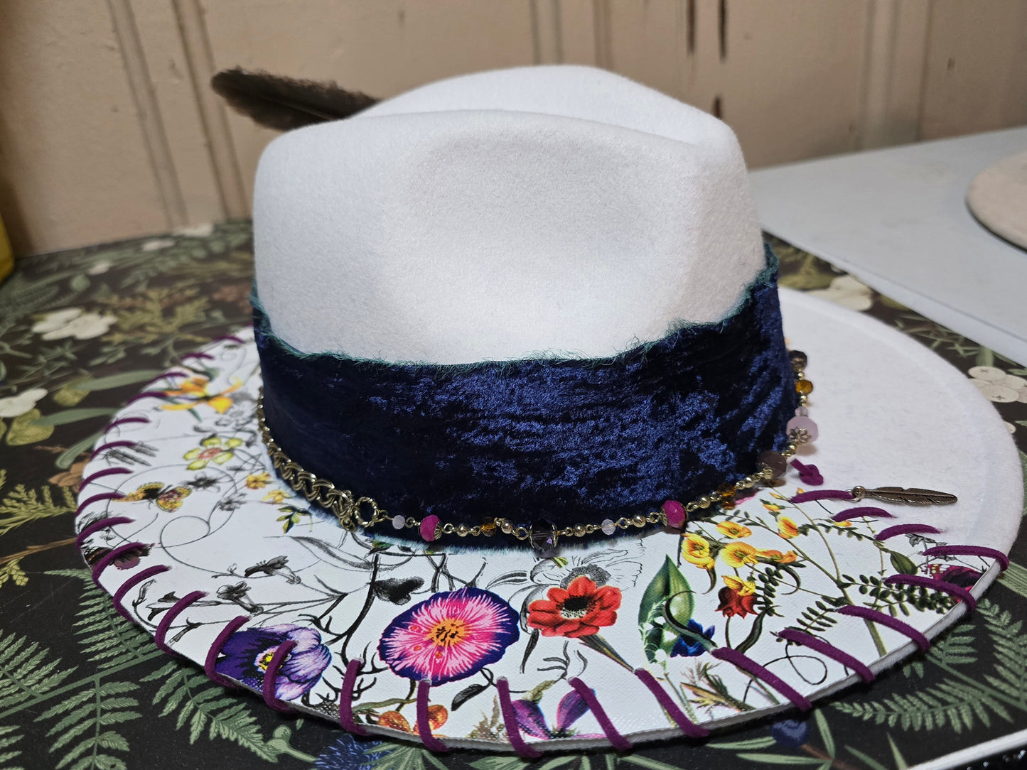 Botanical Garden Poly Felt Wide Brim Hat - Boho Floral Unisex