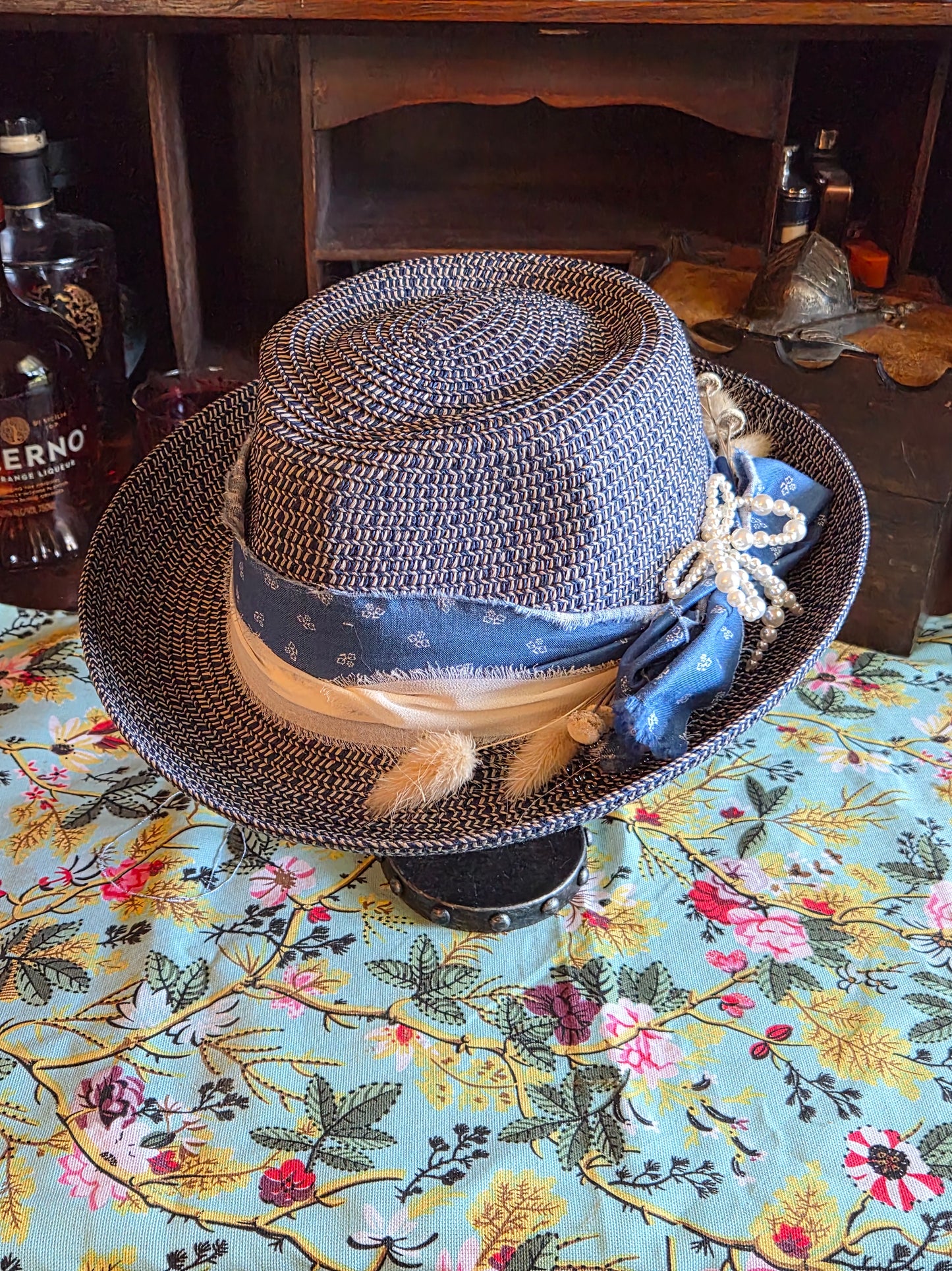 Blue Ribbon - Blue Straw Fedora Hat