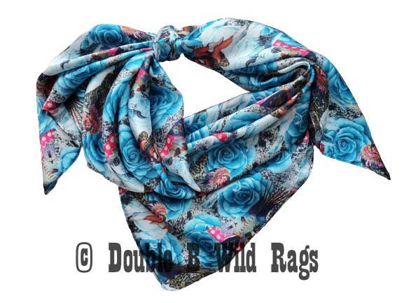 Wild Rag Turquoise Rose Pin Up Native Cowgirl White Buffalo Western Neck Scarf Bandanna 35"x35" (standard)