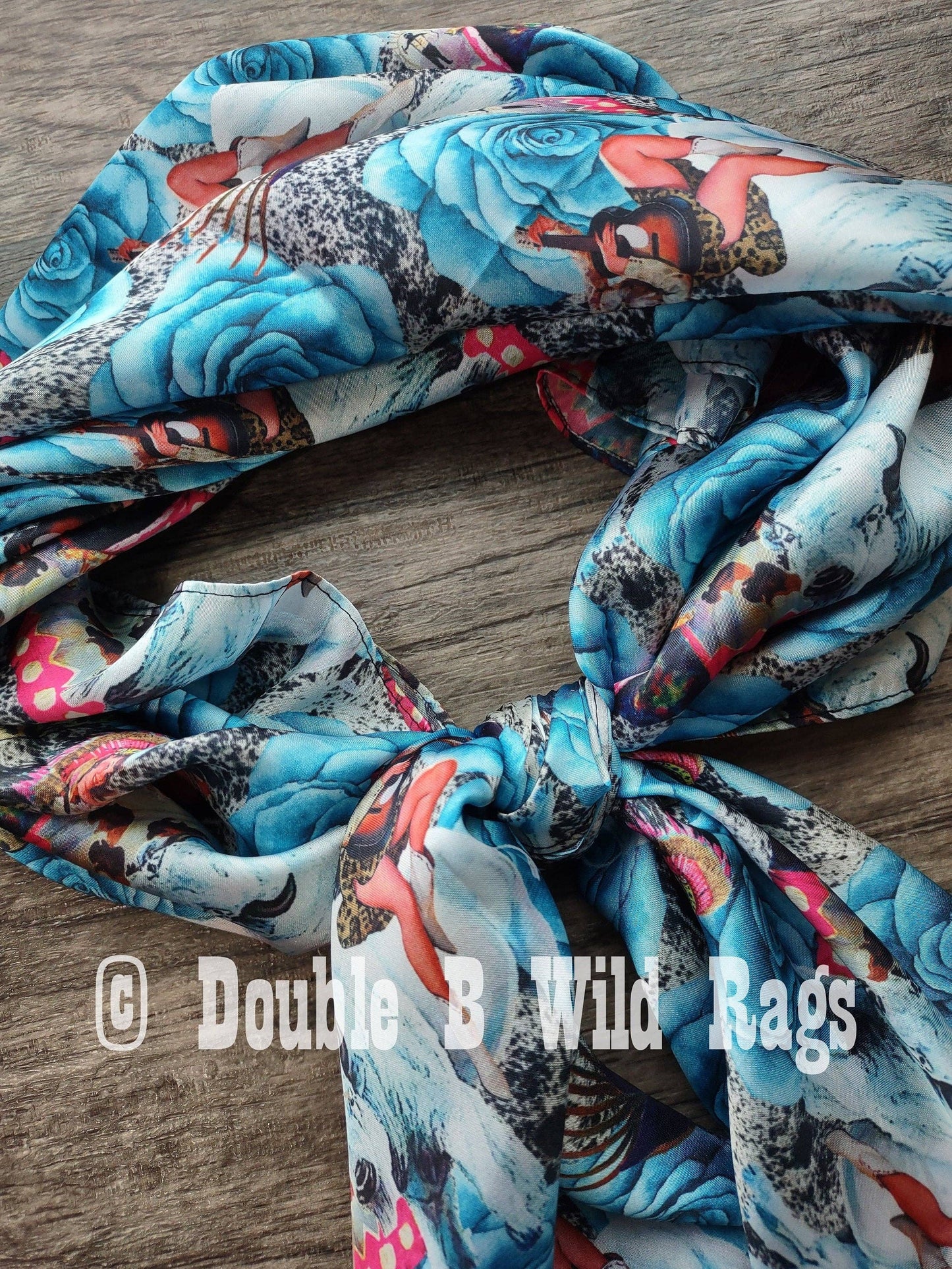 Wild Rag Turquoise Rose Pin Up Native Cowgirl White Buffalo Western Neck Scarf Bandanna 35"x35" (standard)