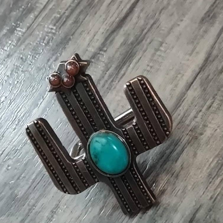 Wild Rag SLIDE 1.5" Cactus w/ Turquoise stone