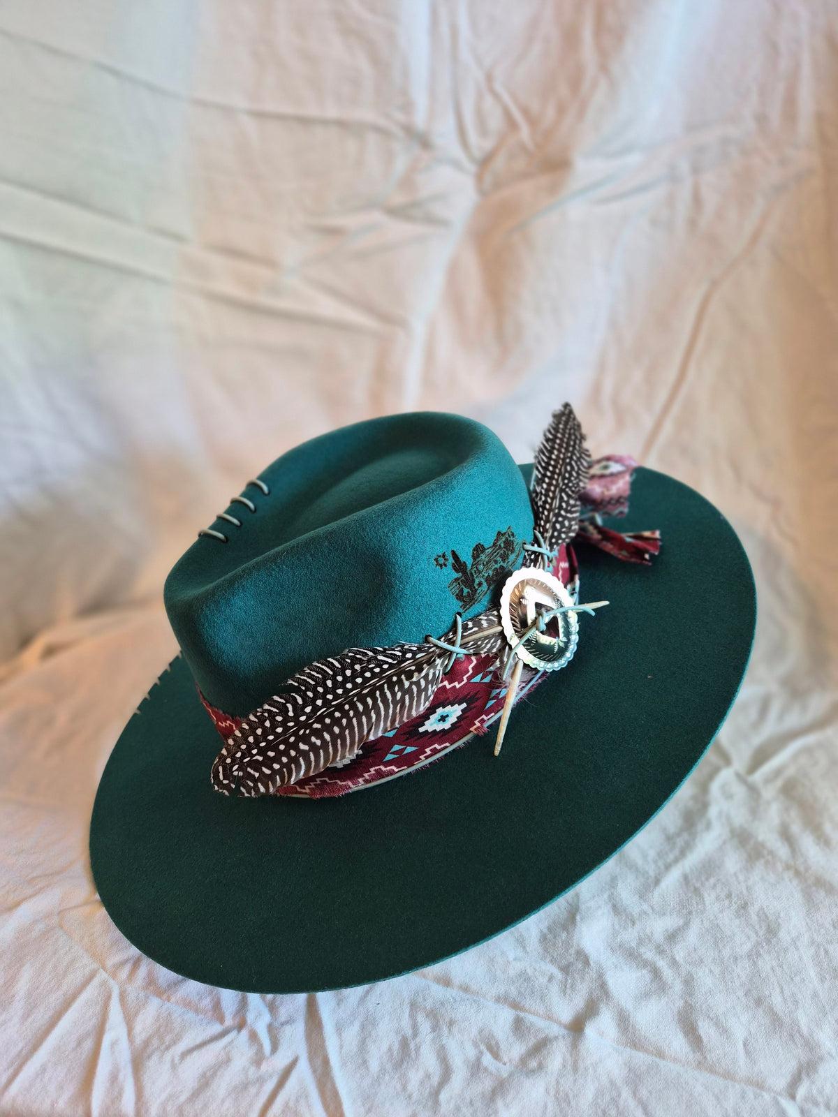 Desert Oasis Teal Blue Wool Rancher Hat