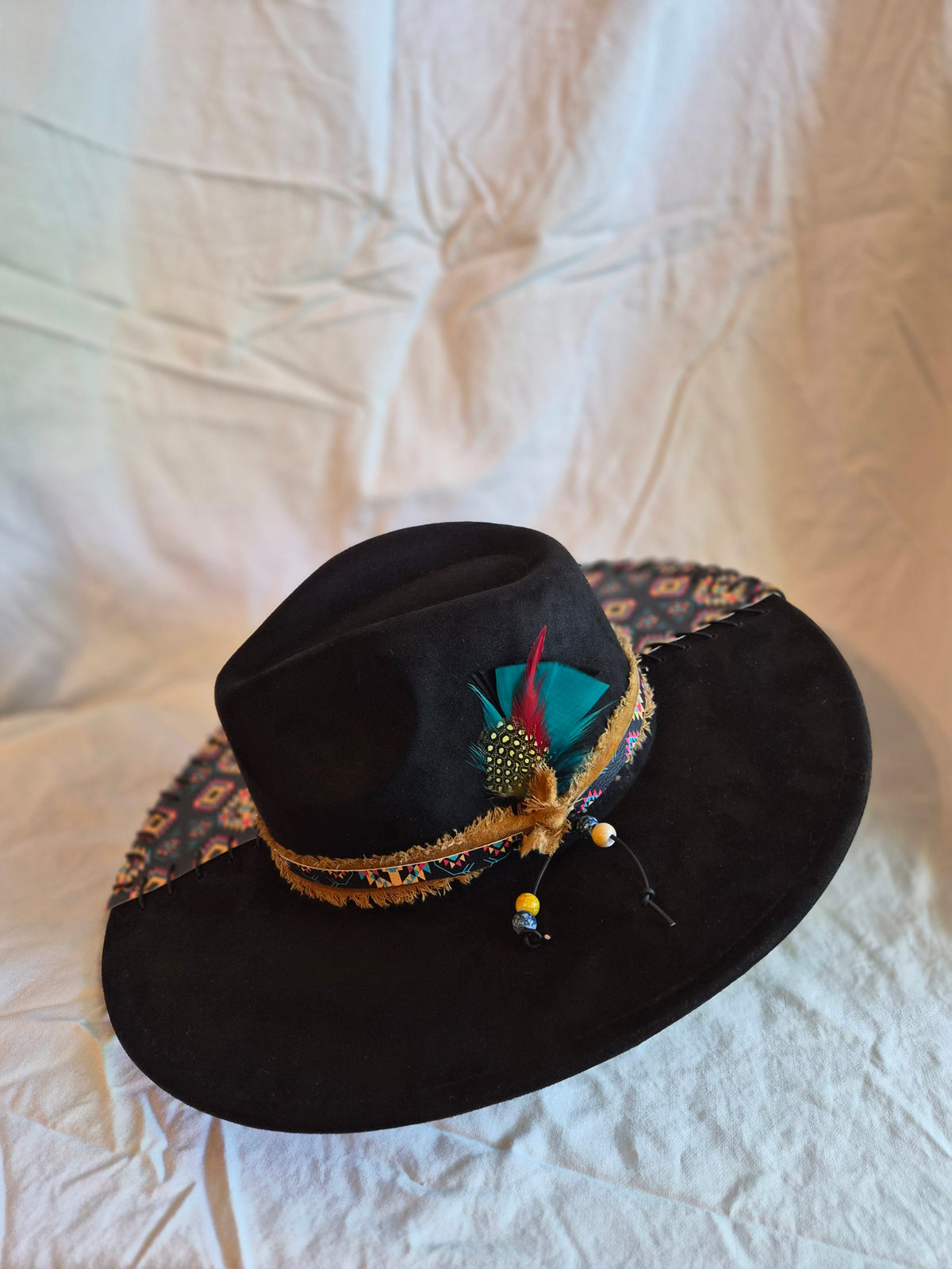 Pony Chaser - Black Faux Suede Wide Brim Rancher Hat