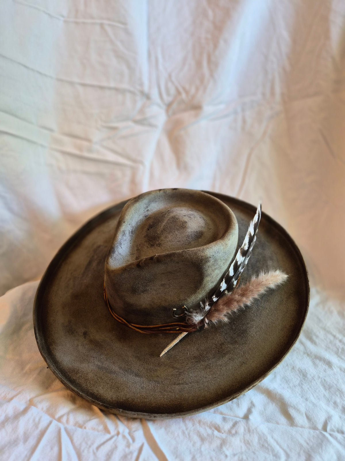 Moondancer - Premium Distressed Wool Rancher Hat with Curled Brim