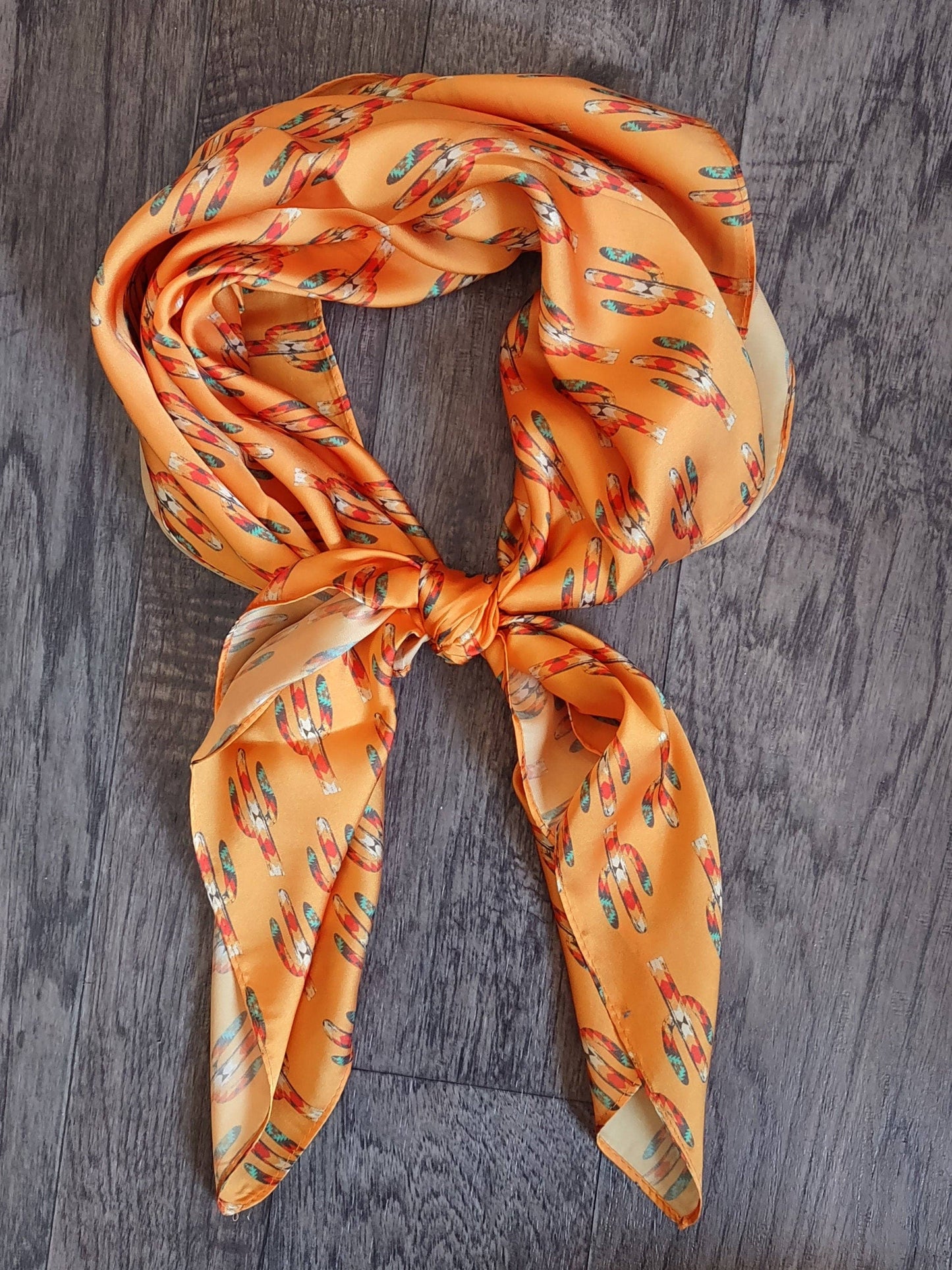 WILD RAG Dark Mustard Gold Cactus Cowboy Western Neck Scarf Bandanna: 35"x35" (standard)