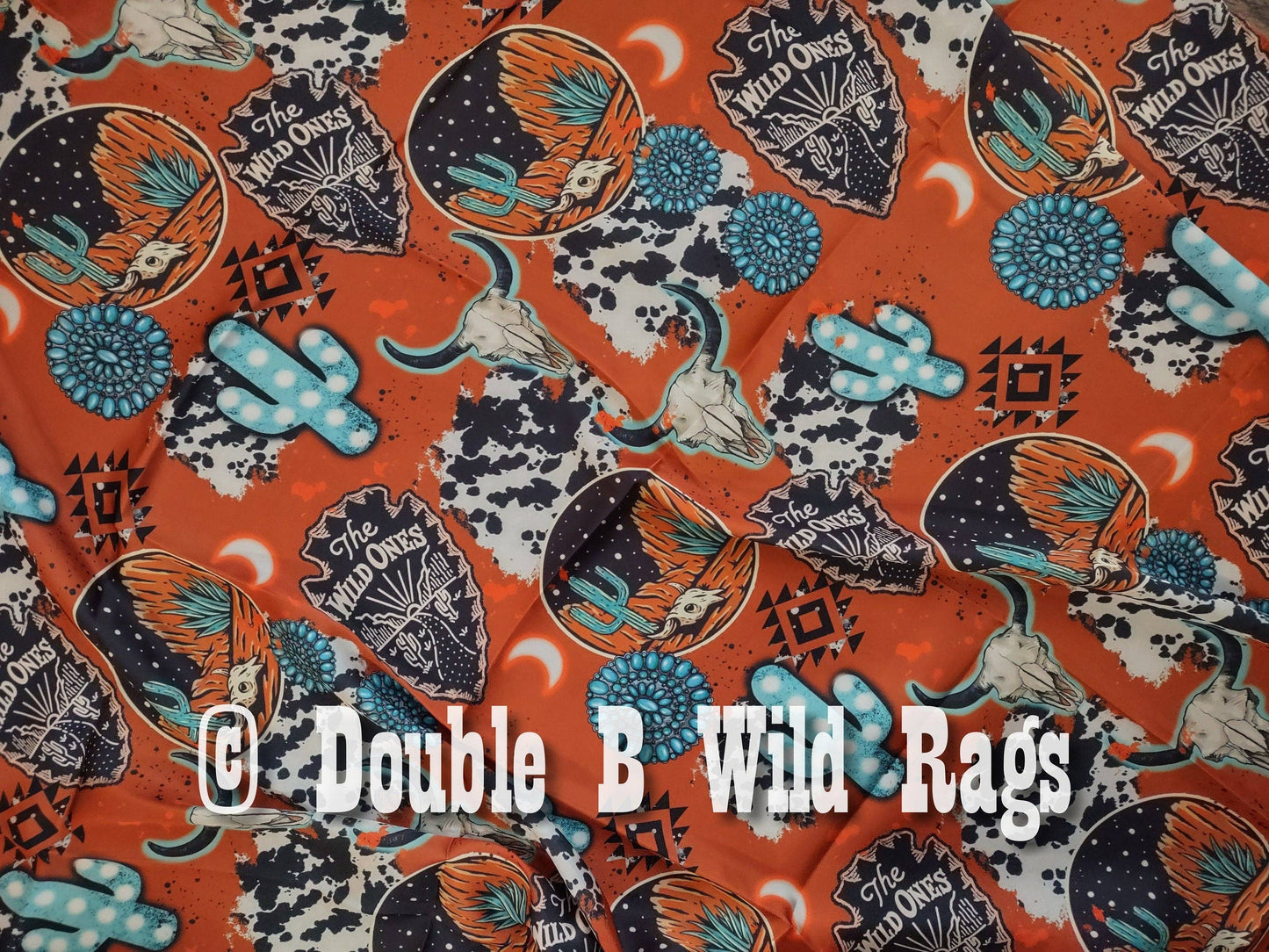 Wild Rag Orange Turquoise Black Desert Cactus Cowboy Western Neck Scarf Bandanna 35"x35" (standard)
