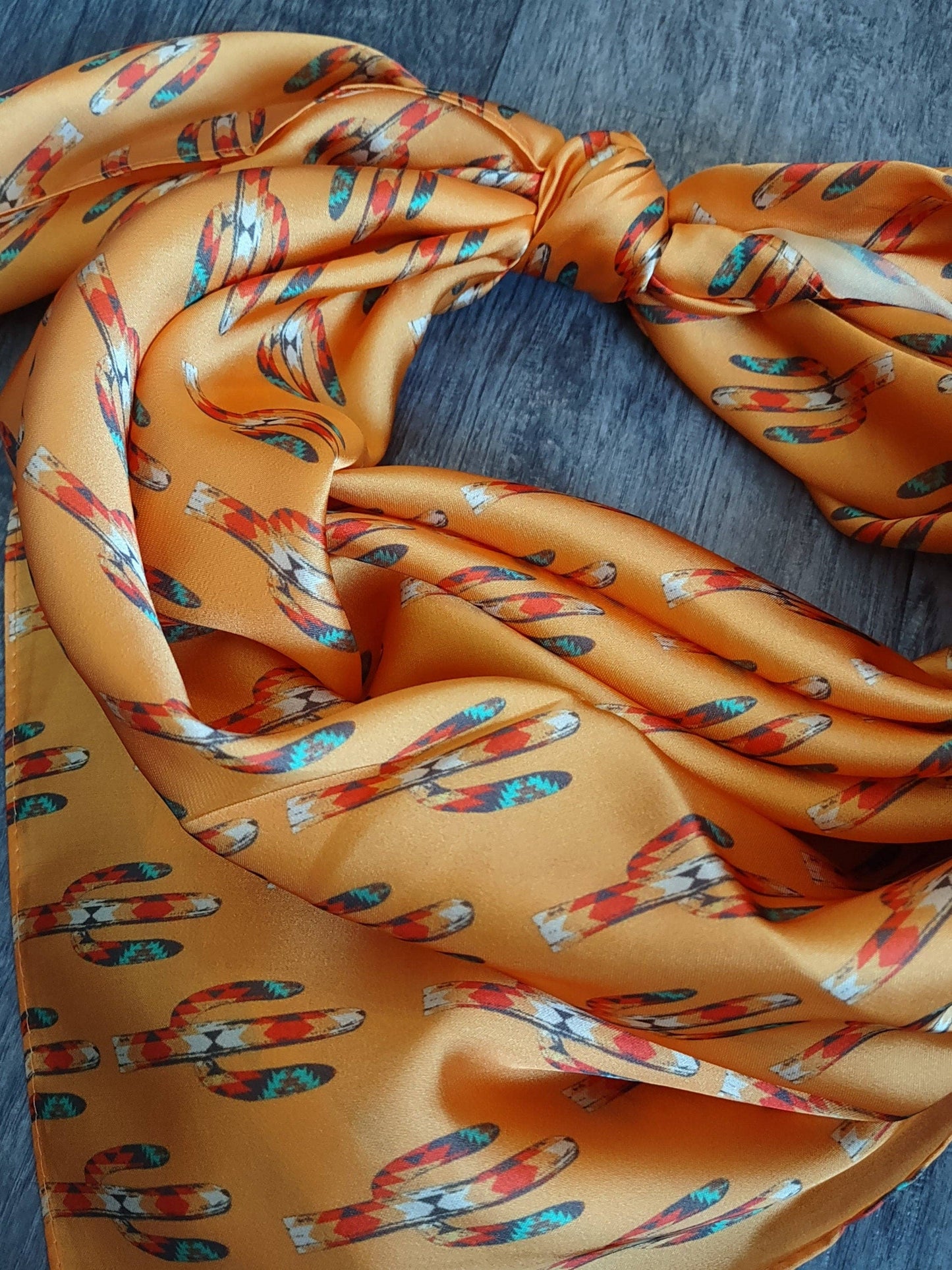 WILD RAG Dark Mustard Gold Cactus Cowboy Western Neck Scarf Bandanna: 35"x35" (standard)