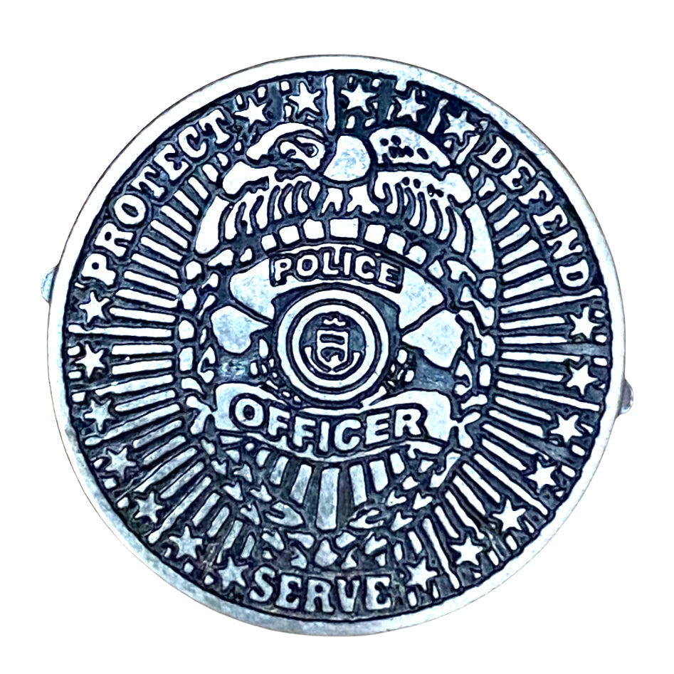 POLICE HEROES BLACK SHANTUNG STRAW