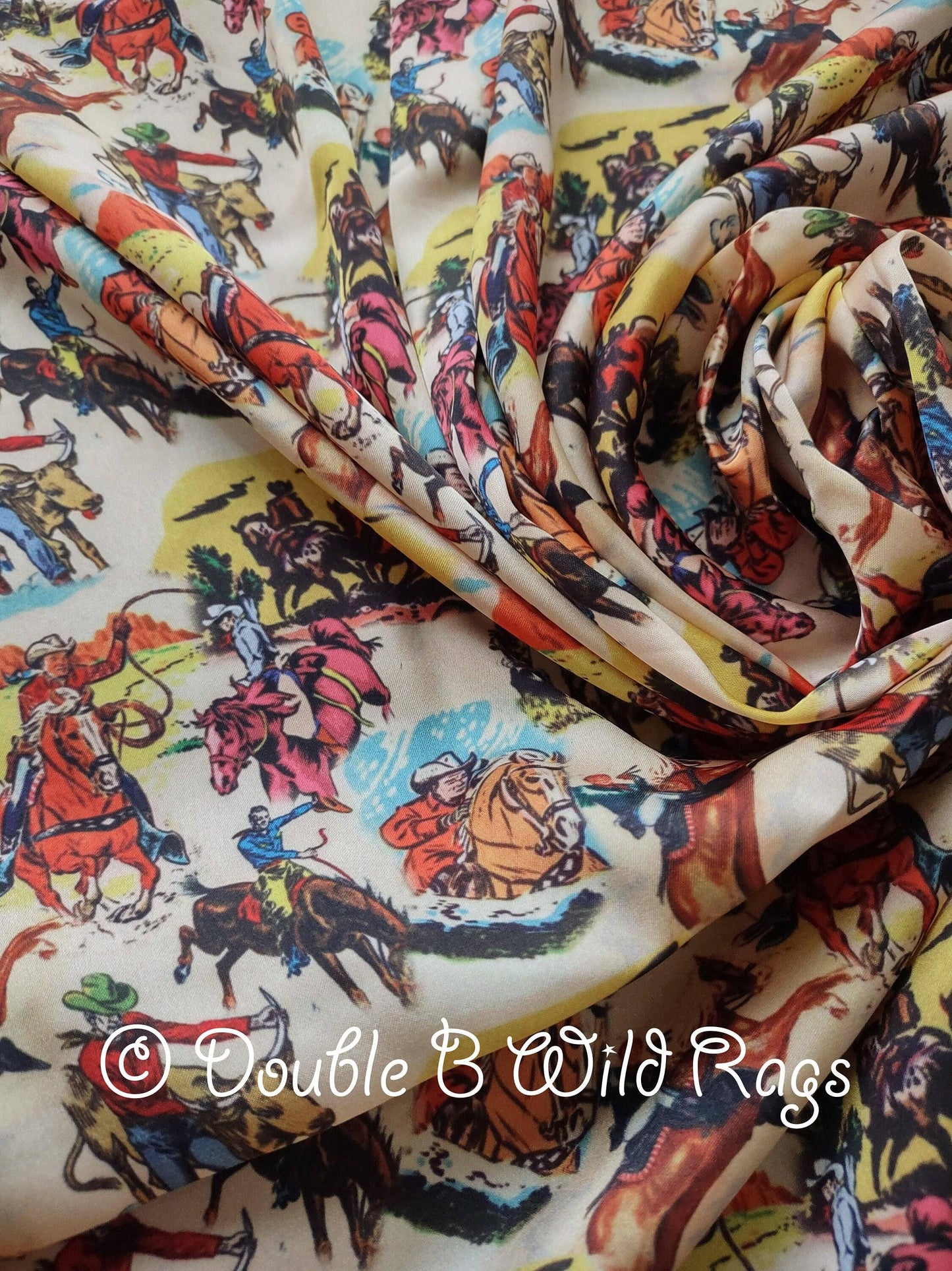 WILD RAG Vintage Retro Cowboy Cartoon Comic Book Western Neck Scarf Bandanna: 35"x35" (standard)