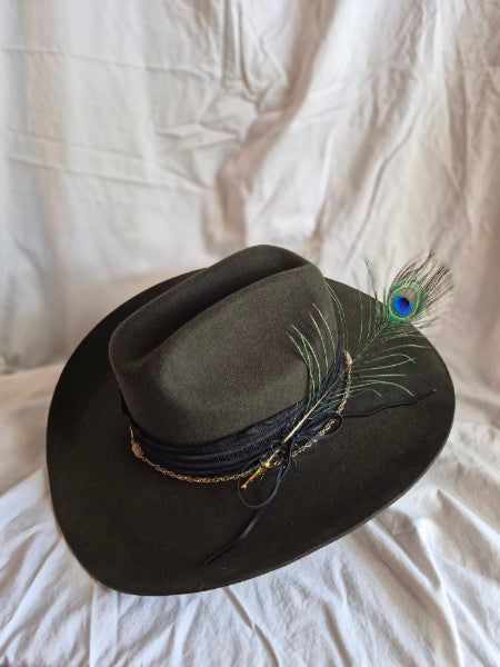Your Favorite Hat - Dark Olive Green Wool Cattleman Cowboy Hat