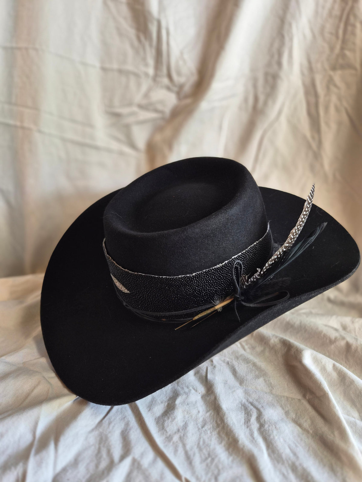 Stinger - Hand-Shaped Wool Telescope Cowboy Hat With Stringray Hatband