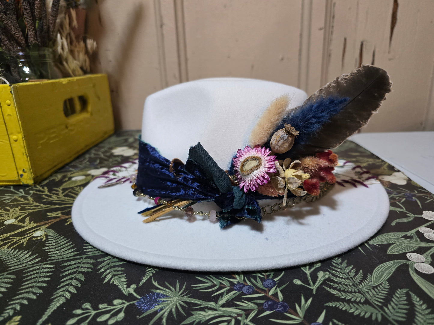 Botanical Garden Poly Felt Wide Brim Hat - Boho Floral Unisex