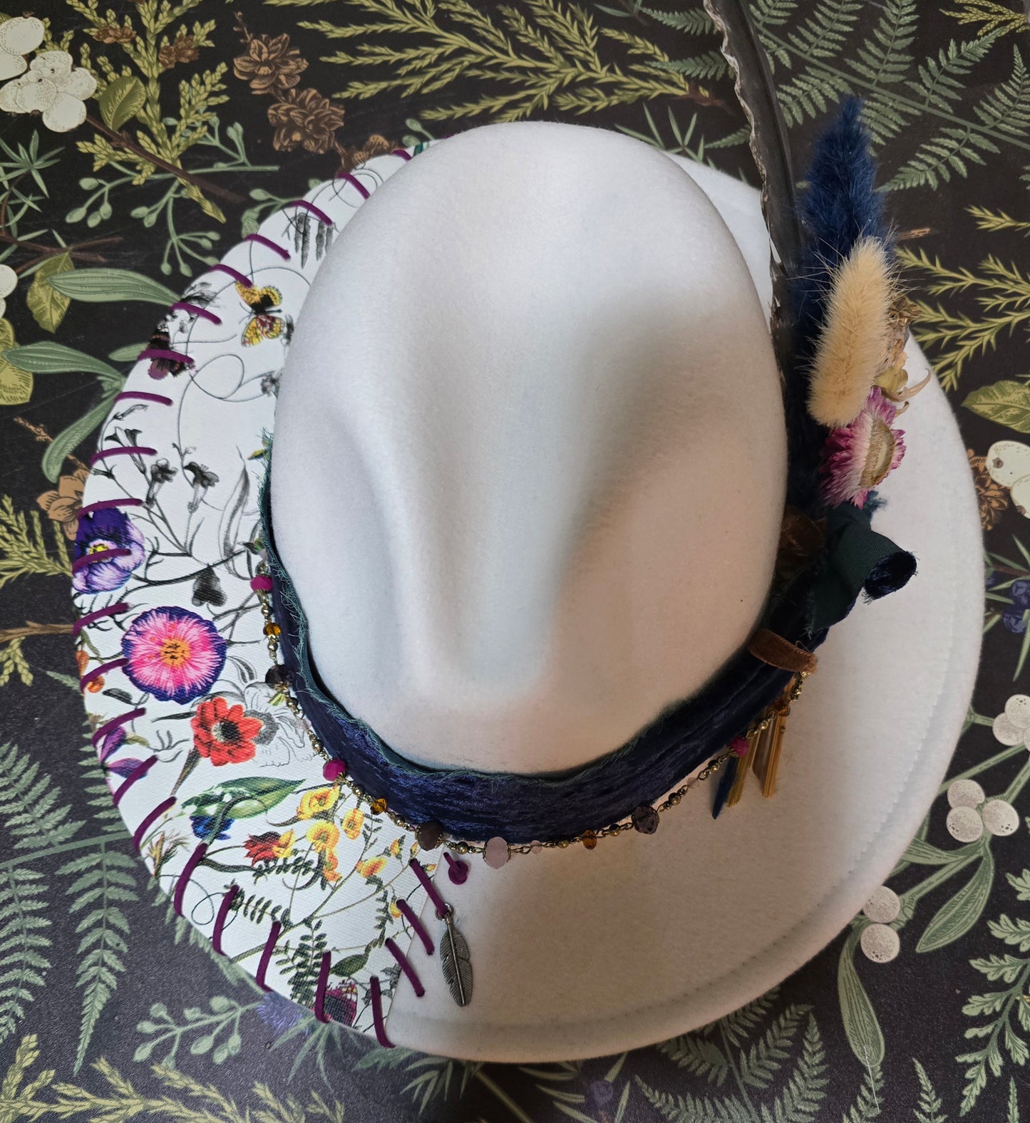 Botanical Garden Poly Felt Wide Brim Hat - Boho Floral Unisex