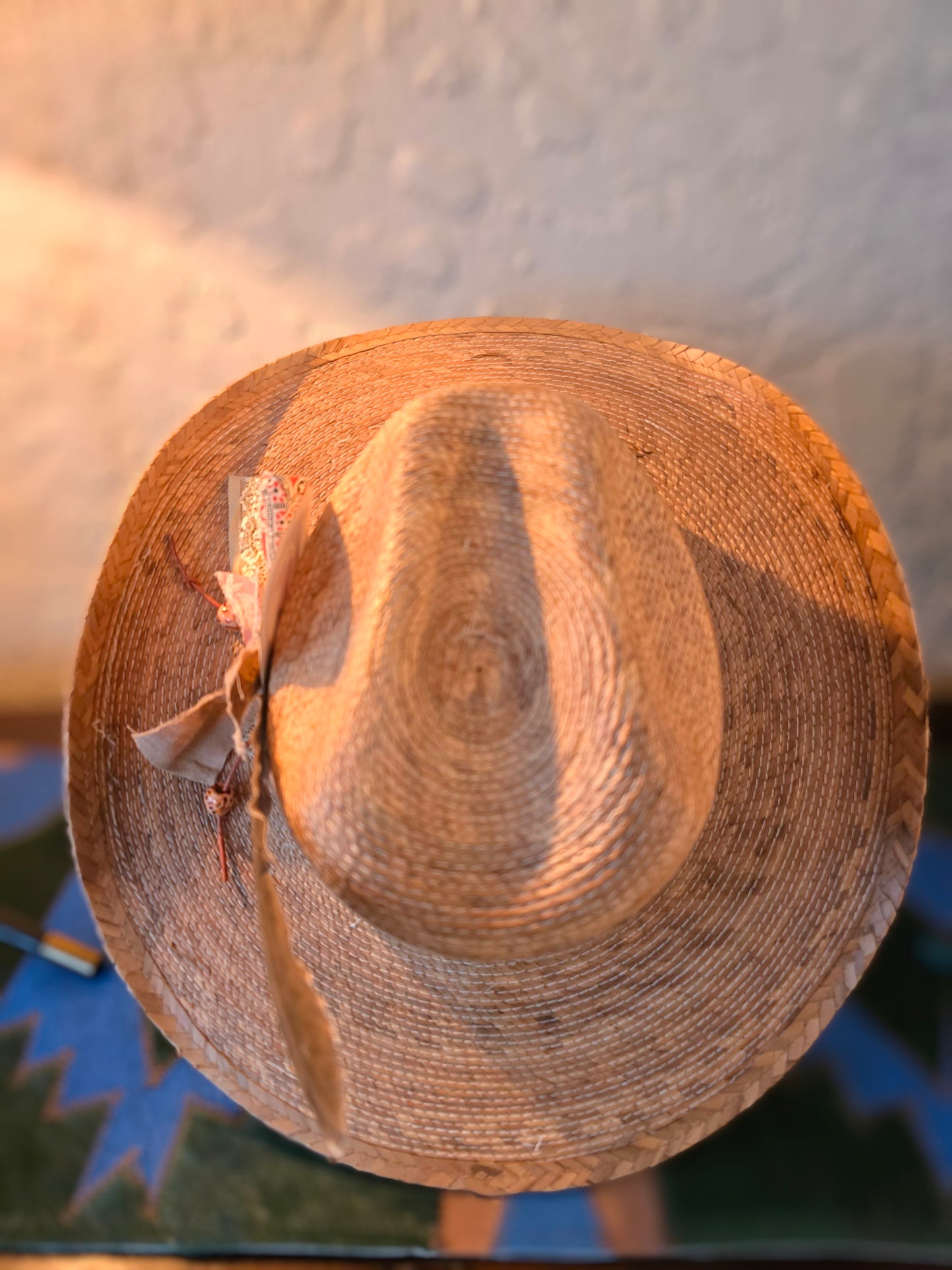 Western Straw Cowboy Hat - Layered Lace & Bandana Hatband with Singed Card
