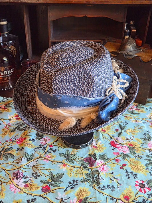Blue Ribbon - Blue Straw Fedora Hat