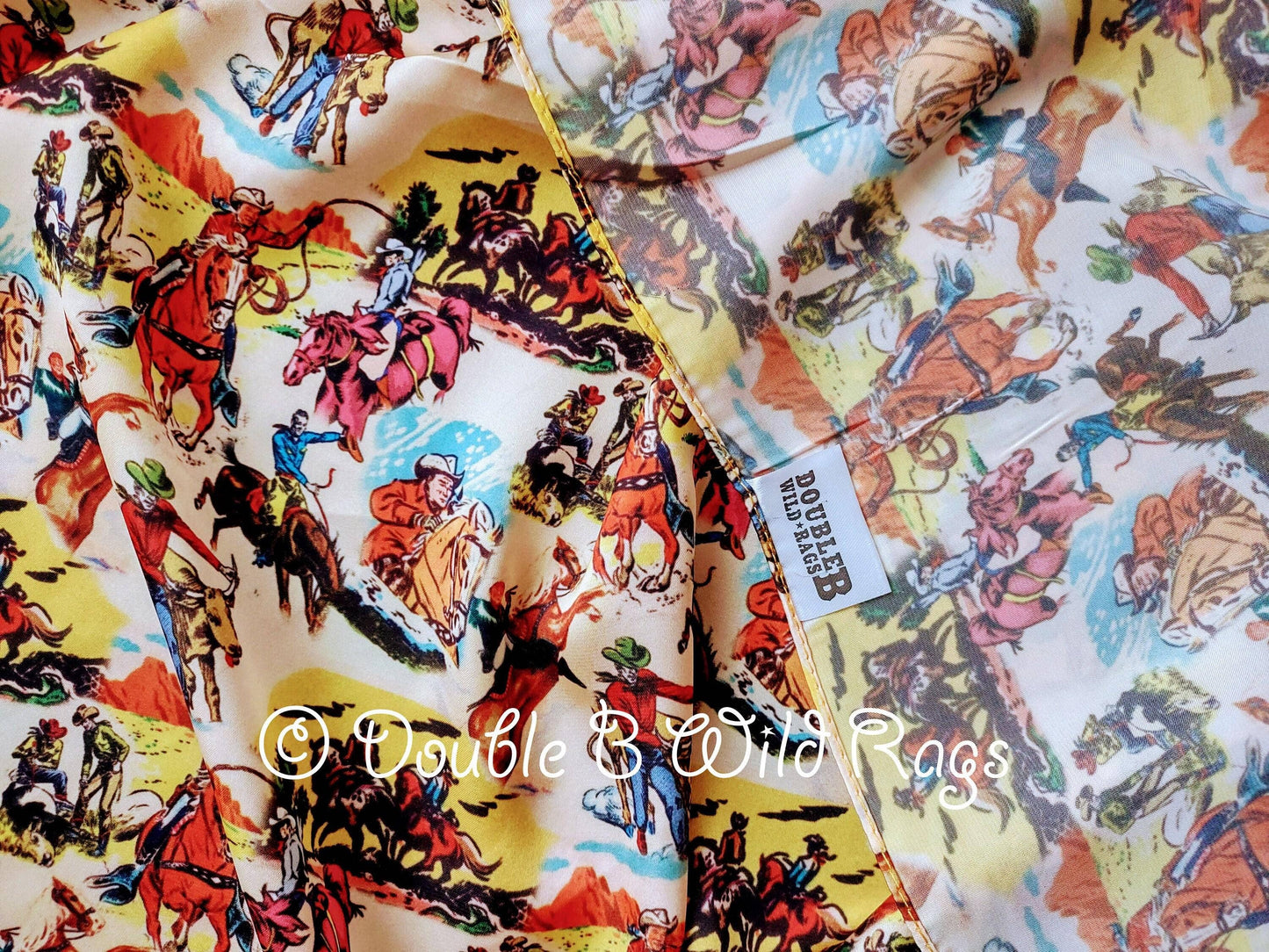 WILD RAG Vintage Retro Cowboy Cartoon Comic Book Western Neck Scarf Bandanna: 35"x35" (standard)