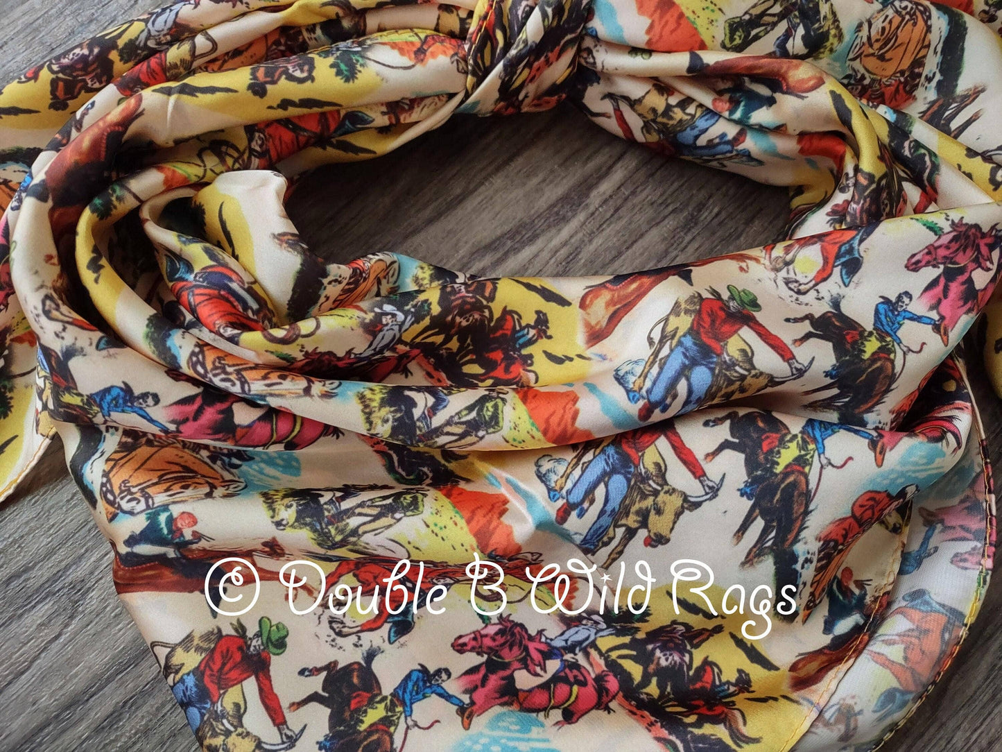 WILD RAG Vintage Retro Cowboy Cartoon Comic Book Western Neck Scarf Bandanna: 35"x35" (standard)