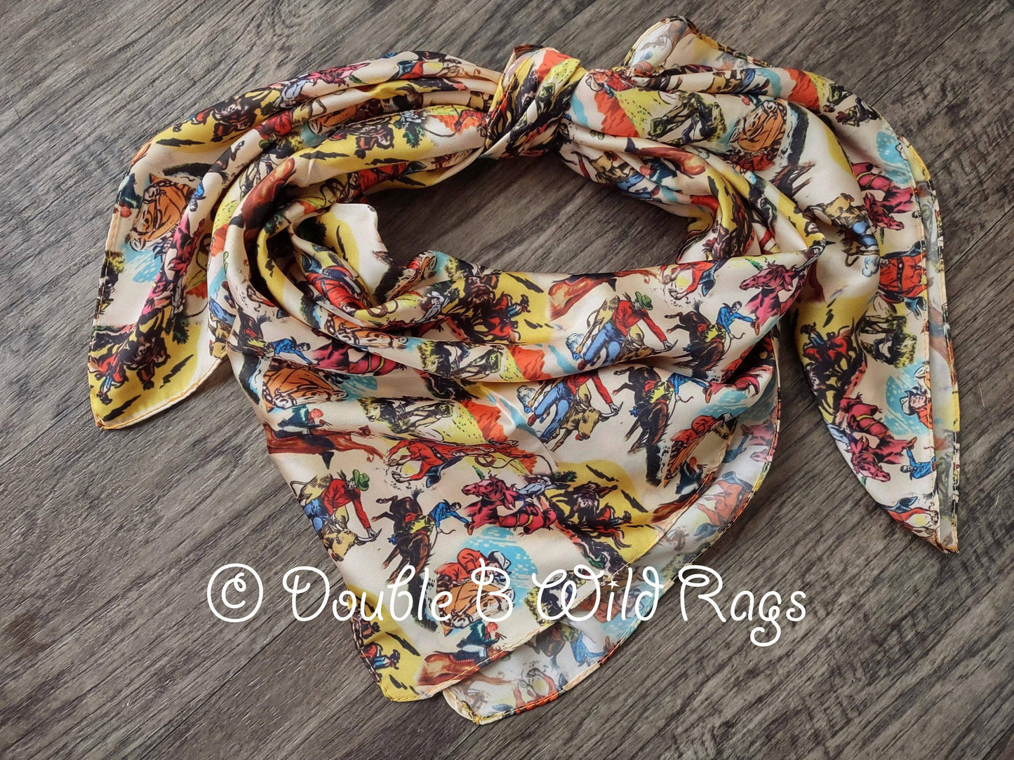 WILD RAG Vintage Retro Cowboy Cartoon Comic Book Western Neck Scarf Bandanna: 35"x35" (standard)