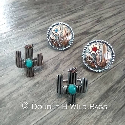 Wild Rag SLIDE 1.5" Cactus w/ Turquoise stone