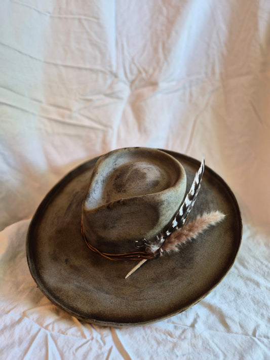 Moondancer - Premium Distressed Wool Rancher Hat with Curled Brim