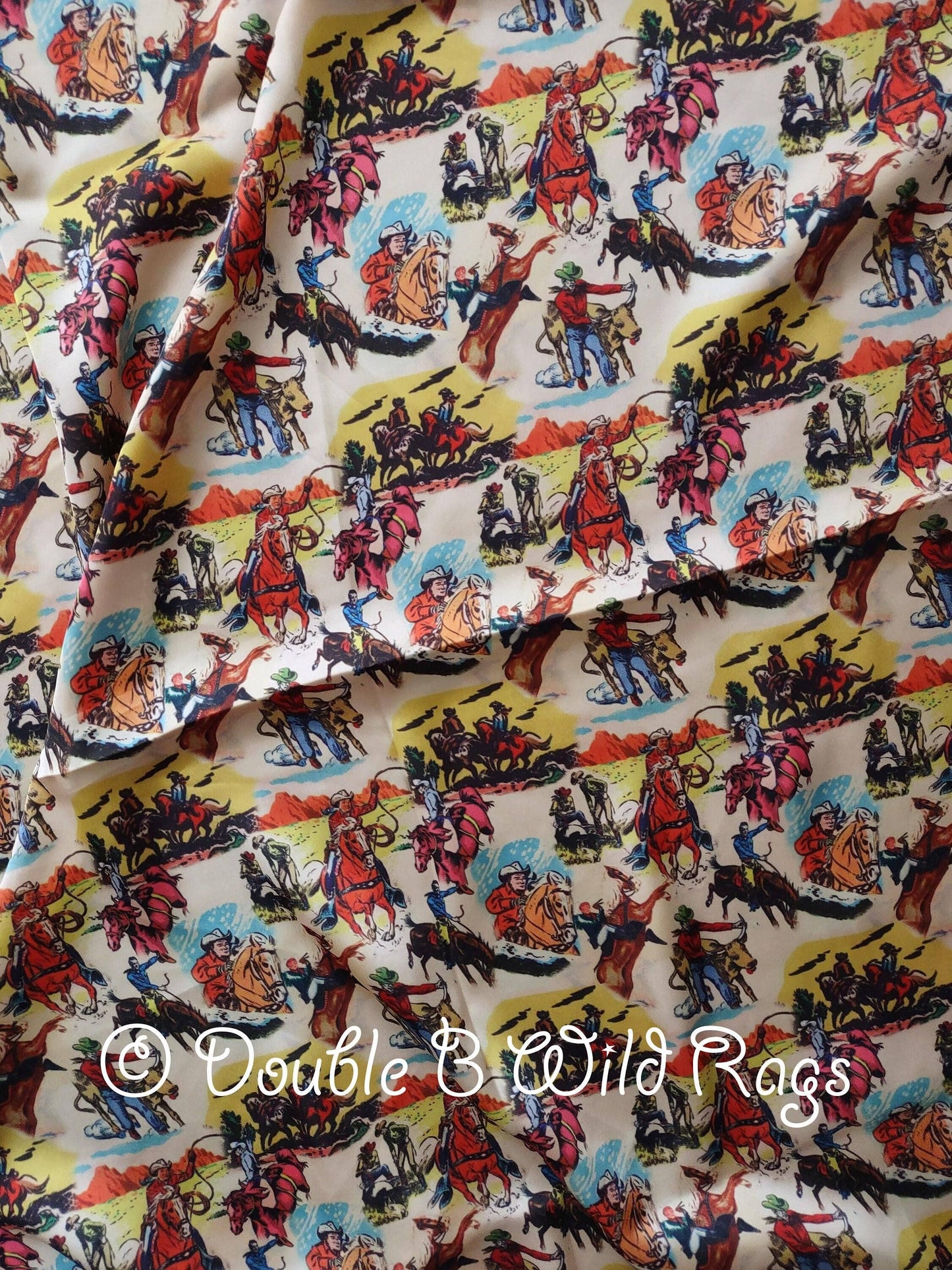 WILD RAG Vintage Retro Cowboy Cartoon Comic Book Western Neck Scarf Bandanna: 35"x35" (standard)