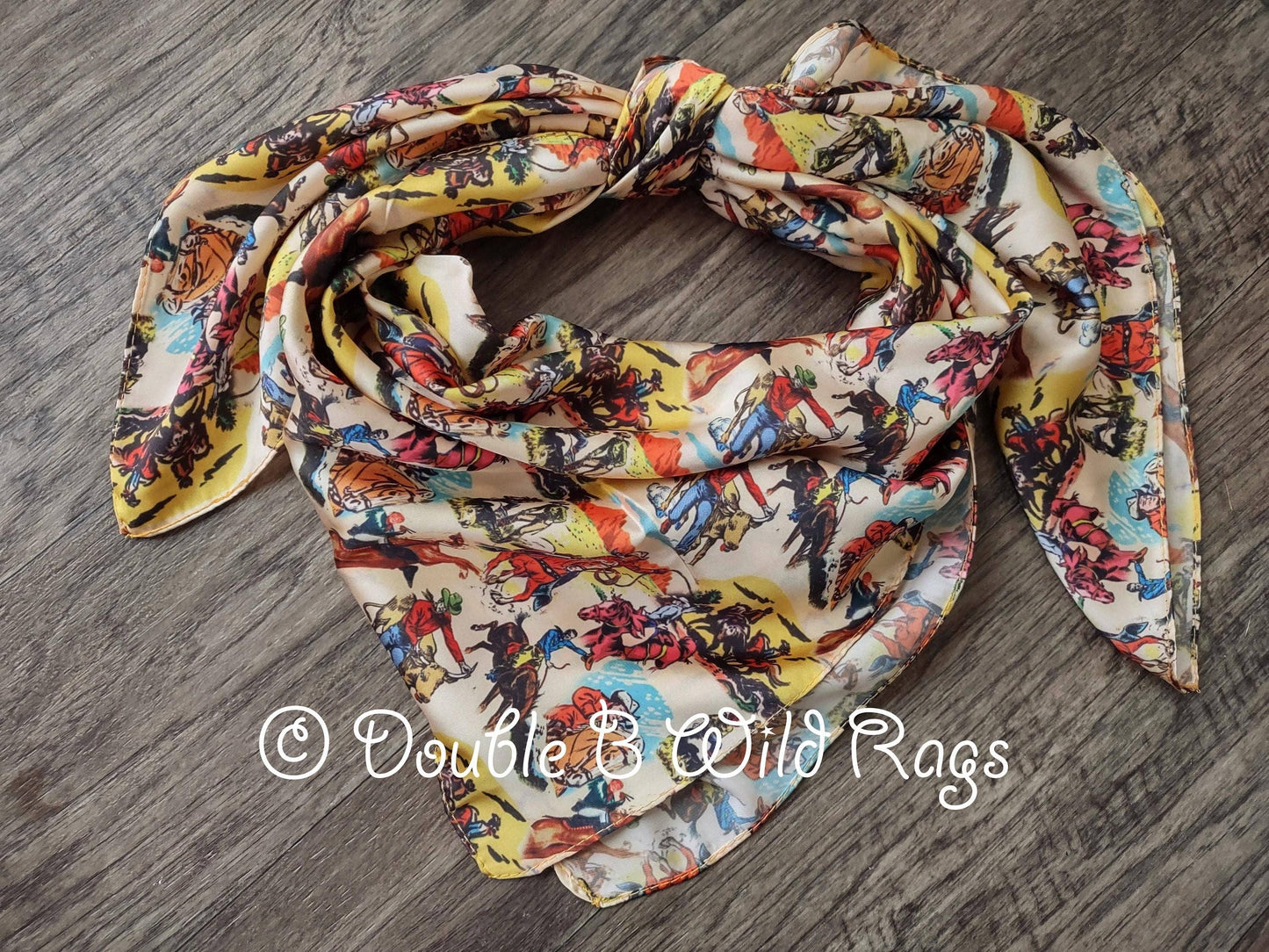 WILD RAG Vintage Retro Cowboy Cartoon Comic Book Western Neck Scarf Bandanna: 35"x35" (standard)