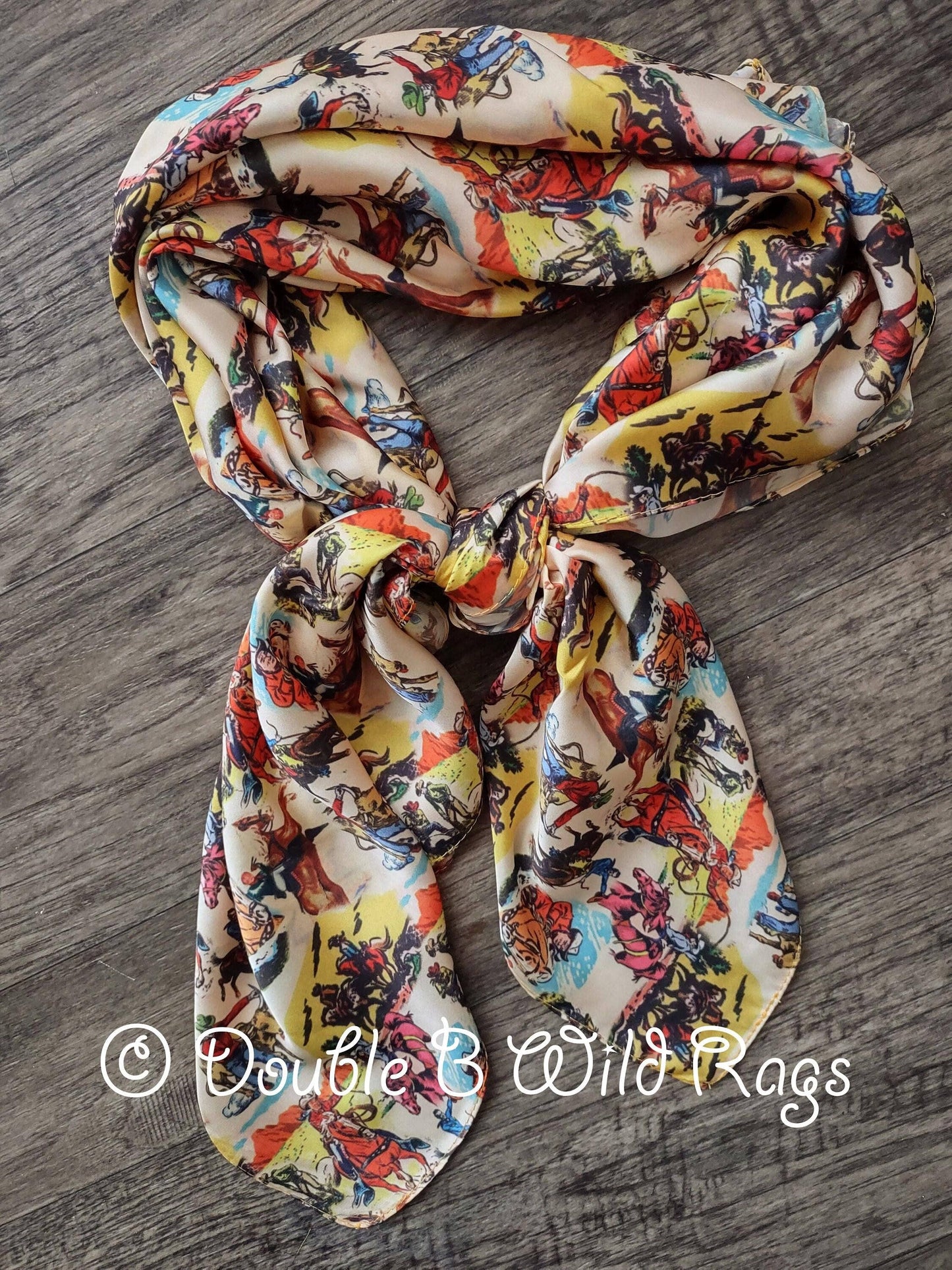 WILD RAG Vintage Retro Cowboy Cartoon Comic Book Western Neck Scarf Bandanna: 35"x35" (standard)