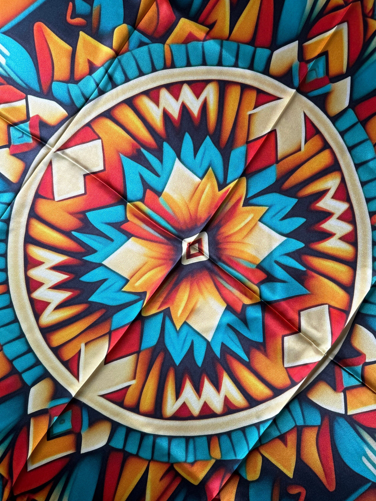 Wild Rag Native 100% Silk Wild Rag Native American Indian Style Orange Teal and Yellow ...