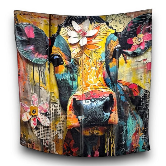 100% Silk Wild Rag Graffiti Holstein Cow by Double B Wild Rags