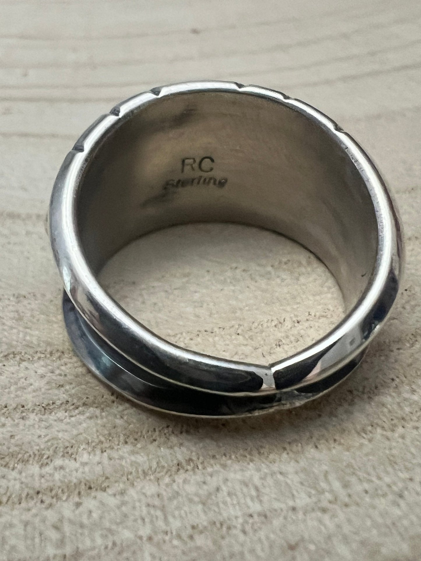 Reed Charley Navajo Handmade Kingman Turquoise and Coral Ring