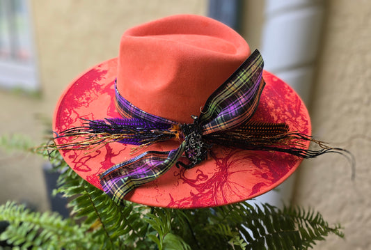 Faux Suede Halloween Hat with Intricate Brim Design