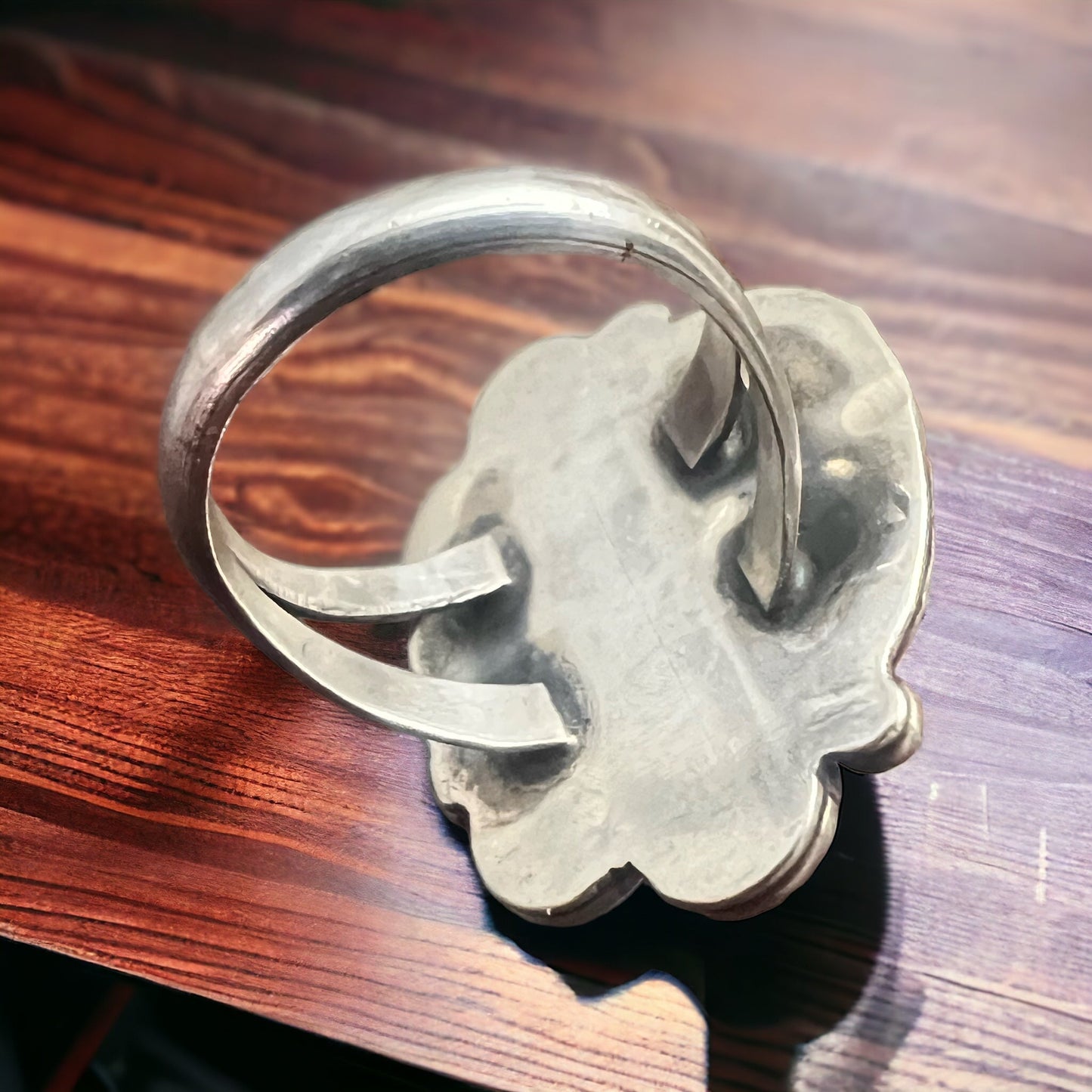 Turquoise Ring with Sterling Leaf- Size 7.5